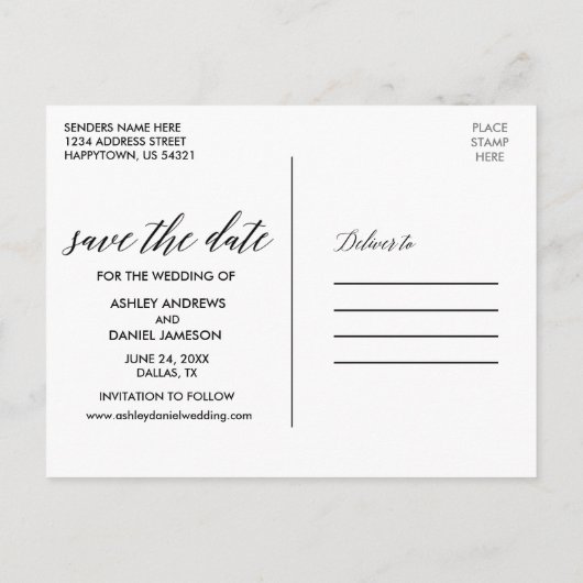 Kalligrafie Zonnebloem Boho Floral Save the Date Briefkaart (Achterkant)