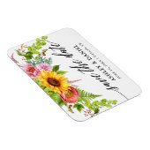 Kalligrafie Zonnebloem Boho Floral Save the Date Magneet (Rechterzijde)