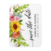 Kalligrafie Zonnebloem Boho Floral Save the Date Magneet (Verticaal)