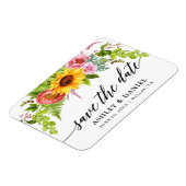 Kalligrafie Zonnebloem Boho Floral Save the Date Magneet (Linkerzijde)