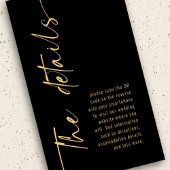 Kalligrafie Zwart Goud QR Code Bruiloft Details Informatiekaartje