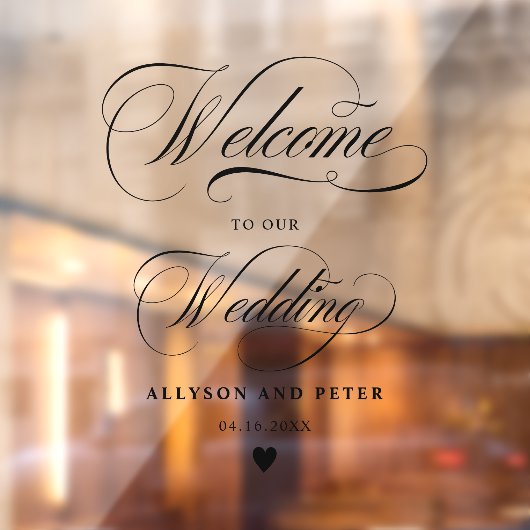 kalligrafie zwart script bruiloft welkom raamsticker (Vel 2)