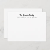 Kalligrafie Zwart Script Familienaam Stationery Notitiekaartje (Voorkant / Achterkant)