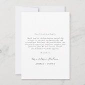 Kalligrafie Zwart-wit bruiloft bedankkaart (Achterkant)