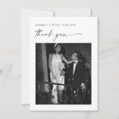 Kalligrafie Zwart-wit bruiloft bedankkaart (Voorkant)