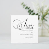 Kalligrafie zwart wit bruiloft foto save the date (Staand voorkant)