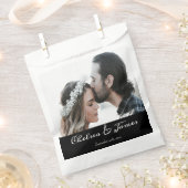 Kalligrafie Zwart Wit Elegant Foto Bruiloft Bedankzakje (Geknipt)