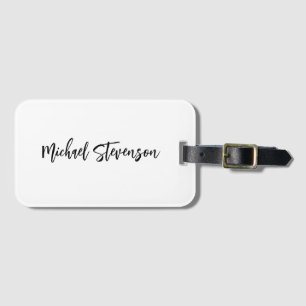 Kalligrafie Zwart Wit Gepersonaliseerde Plain Mode Bagagelabel