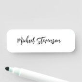 Kalligrafie Zwart Wit Gepersonaliseerde Plain Mode Naamplaatje (In situ)