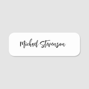 Kalligrafie Zwart Wit Gepersonaliseerde Plain Mode Naamplaatje