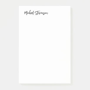 Kalligrafie Zwart Wit Gepersonaliseerde Plain Mode Post-it® Notes