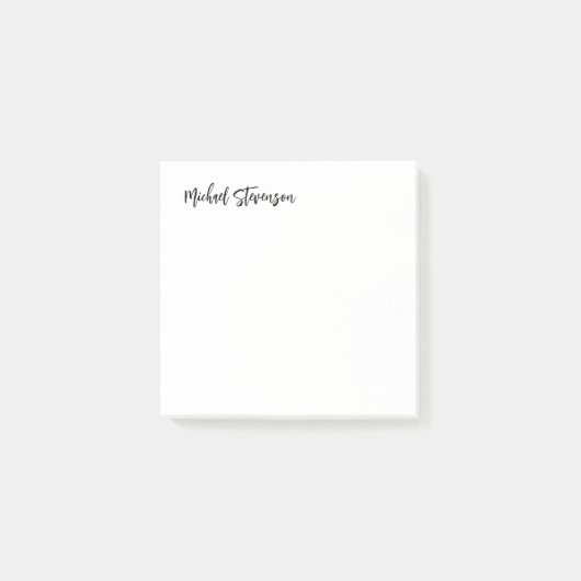 Kalligrafie Zwart Wit Gepersonaliseerde Plain Mode Post-it® Notes (Voorkant)