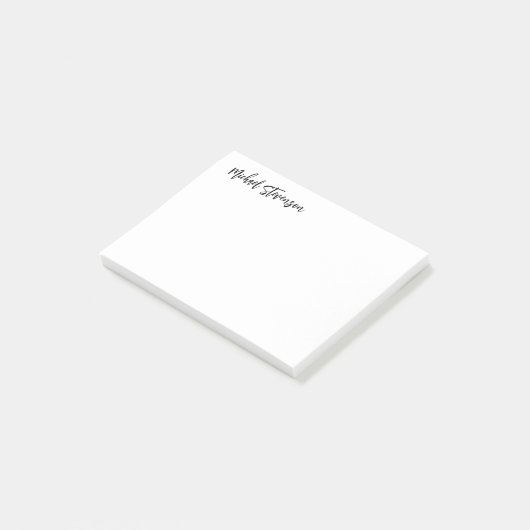Kalligrafie Zwart Wit Gepersonaliseerde Plain Mode Post-it® Notes (Schuin)