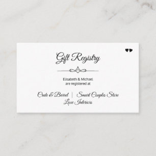 Kalligrafie zwart-wit huwelijkscadeau register informatiekaartje