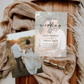 Kalligrafie Zwart & Wit Overlay Foto Huwelijk Kaart