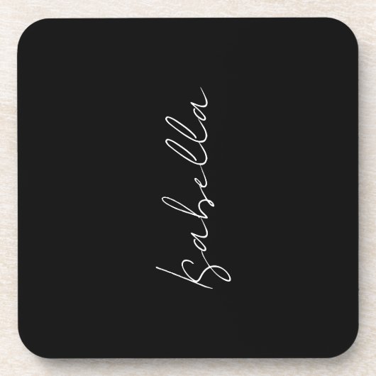 Kalligrafie Zwart Wit Plain Creatieve Moderne Naam Bier Onderzetter (Voorkant)