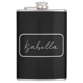 Kalligrafie Zwart Wit Plain Creatieve Moderne Naam Heupfles (Voorkant)