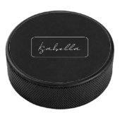 Kalligrafie Zwart Wit Plain Creatieve Moderne Naam Hockey Puck (3/4)
