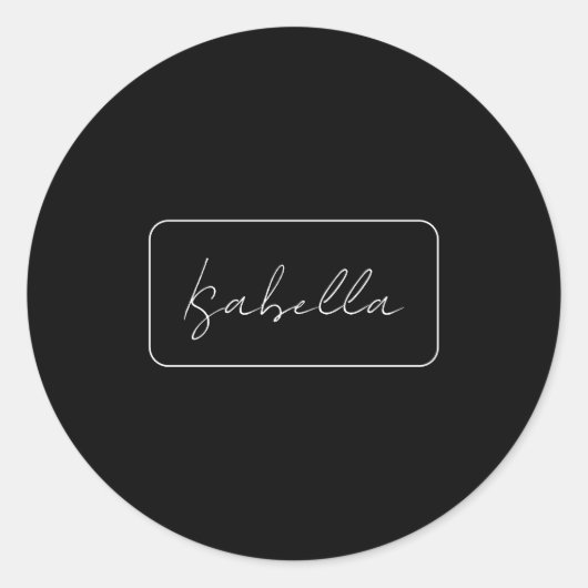 Kalligrafie Zwart Wit Plain Creatieve Moderne Naam Ronde Sticker (Voorkant)