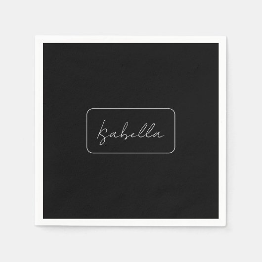Kalligrafie Zwart Wit Plain Creatieve Moderne Naam Servet (Voorkant)