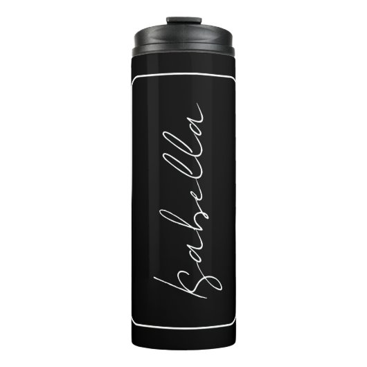 Kalligrafie Zwart Wit Plain Creatieve Moderne Naam Thermosbeker (Voorkant)