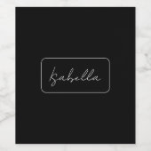 Kalligrafie Zwart Wit Plain Creatieve Moderne Naam Wijn Etiket (Enkel label)