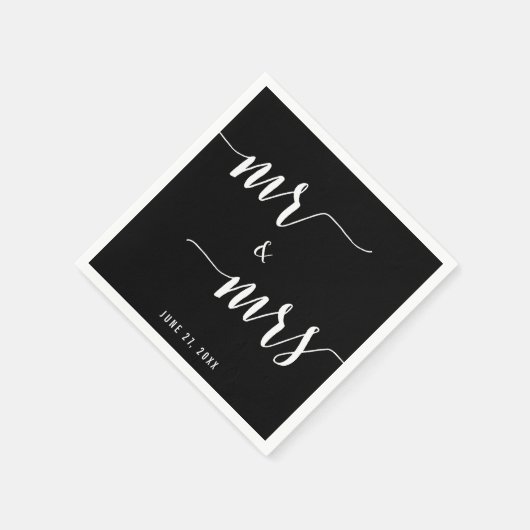 Kalligrafie Zwarte Trouwservetten Servet (Hoek)