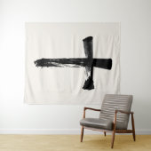 Kalligrafieborstel Kruis Christelijk Modern Crucif Wandkleed (In Situ (horizontaal))
