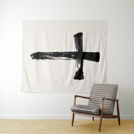 Kalligrafieborstel Kruis Christelijk Modern Crucif Wandkleed (In Situ (horizontaal))