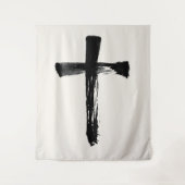 Kalligrafieborstel Kruis Christelijk Modern Crucif Wandkleed (Voorkant)