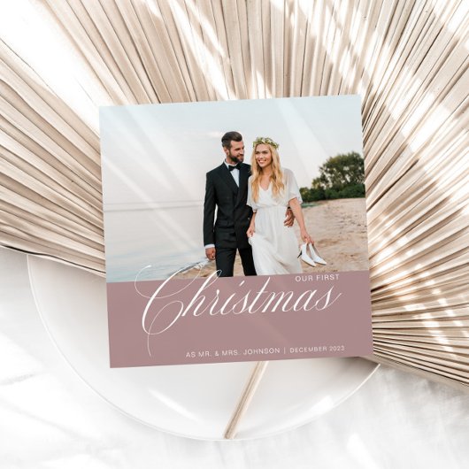 KalligrafieFoto Onze Eerste Kerstmis Feestdagenkaart