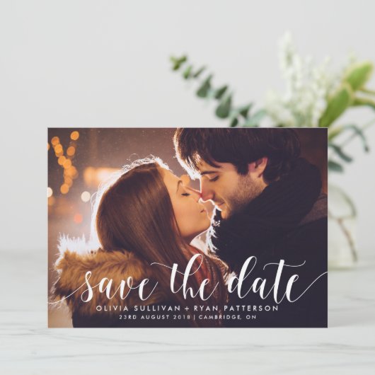 kalligrafieschrift | De datumbekendmaking opslaan Kaart (Staand voorkant)