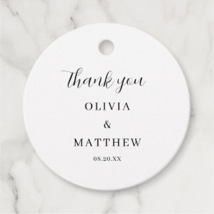 Kalligrafiescript Bedankt Witte bruiloft Bedankjes Labels