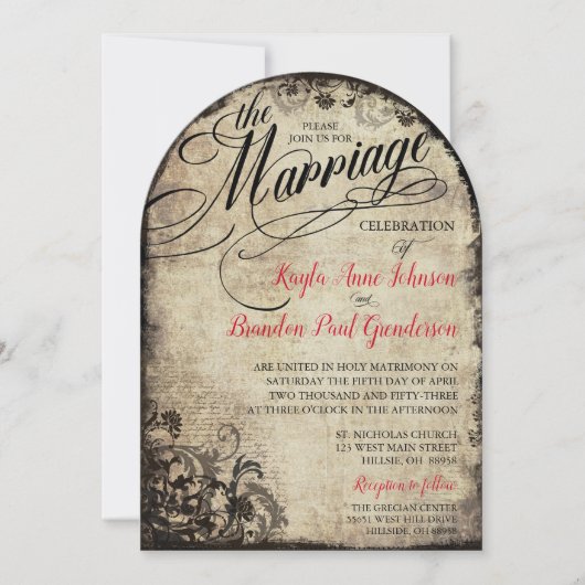 kalligrafiescript bloeien bruiloft kaart (Voorkant)