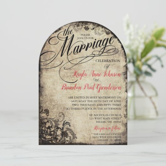 kalligrafiescript bloeien bruiloft kaart (Staand voorkant)