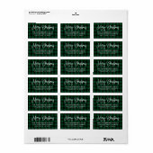 Kalligrafiescript Christmas Green Plaid Adres Etiket (Full Sheet)
