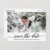 Kalligrafiescript De datumfoto opslaan Briefkaart (Voorkant / Achterkant)