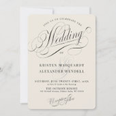 kalligrafiescript Elegant ivoren bruiloft Kaart (Voorkant)