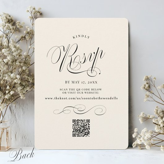  kalligrafiescript Elegant ivoren bruiloft Kaart