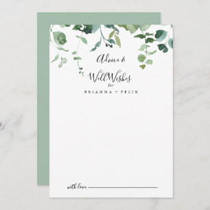 Kalligrafiescript Foliage Wedding Well Wishes Advieskaart