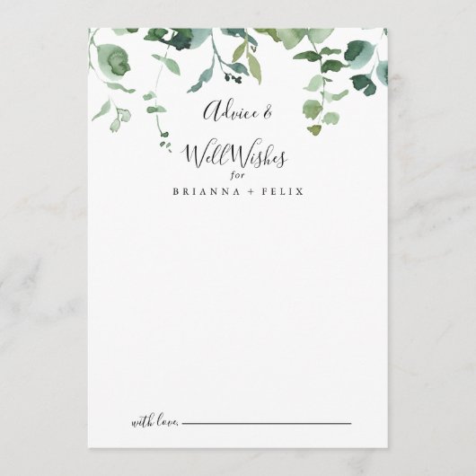 Kalligrafiescript Foliage Wedding Well Wishes Advieskaart (Voorkant)