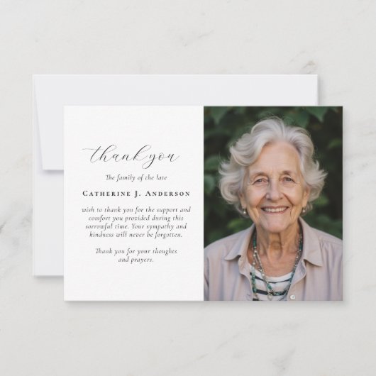 Kalligrafiescript Foto Sympathy Funeral Memorial Bedankkaart (Voorkant)