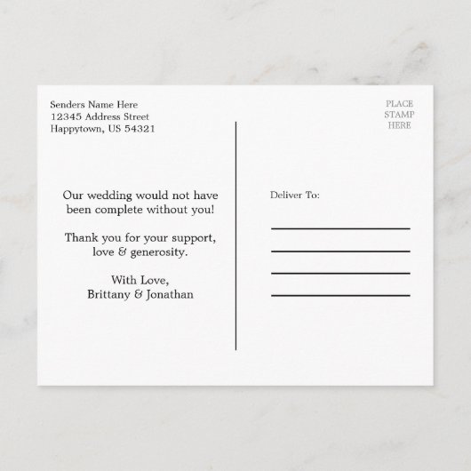 Kalligrafiescript Hart 2 foto bruiloft Dank u Briefkaart (Achterkant)