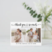 Kalligrafiescript Hart 2 foto bruiloft Dank u Briefkaart (Staand voorkant)