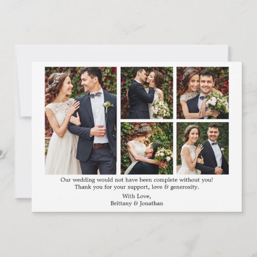 Kalligrafiescript Hart 6 Fotobruiloft Bedankkaart (Achterkant)