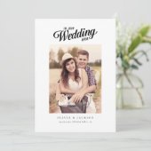 Kalligrafiescript Moderne fotobruiloft Save The Date (Staand voorkant)