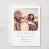 Kalligrafiescript Moderne fotobruiloft Save The Date (Achterkant)