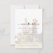 Kalligrafiescript Moderne fotobruiloft Save The Date (Achterkant)