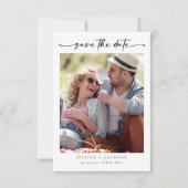 Kalligrafiescript Moderne fotobruiloft Save The Date (Voorkant)