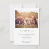 Kalligrafiescript Moderne fotobruiloft Save The Date (Achterkant)